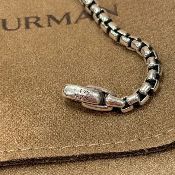 David Yurman 3.6mm Sterling Silver Box Chain Bracelet – Size Small - Picture 3 of 3